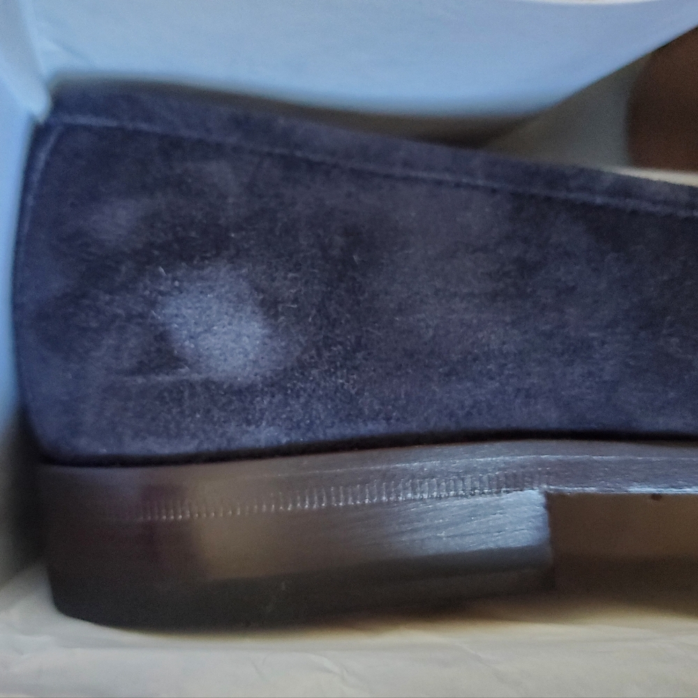 SOLD SALVATORE FERRAGAMO MEN'S ROLO 6 DARK BLUE BUC SUEDE LOAFERS SZ 9 EE - Picture 7 of 8